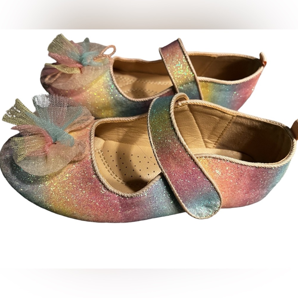 Girls pastel rainbow glitter dress shoes size 13.5